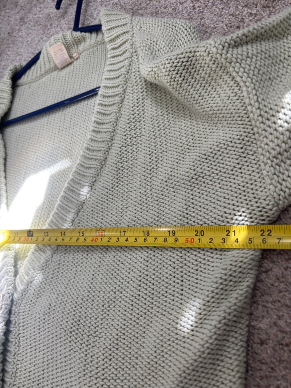 SHXT That I Knit Cozy Pale Sage Green Button-Up Cardigan Pima Cotton Large - Picture 3 of 9
